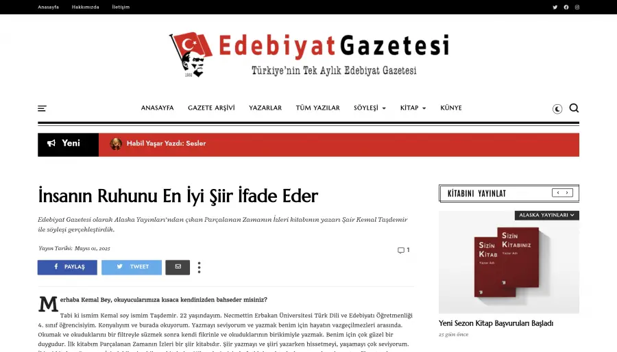 EDEBİYAT GAZETESİ İLE SÖYLEŞİ